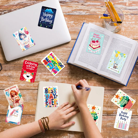 Happy Birthday Cards Non Repetitive Cartoon Patterns Blessings Peaceful Pleasures Health and Wellness