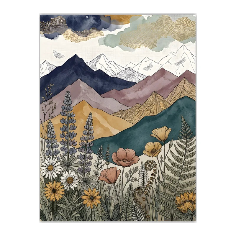 Boho Landscape Canvas Wall Art – Western Mountain Print Décor Canvas Wall Art Peaceful Pleasures Health and Wellness 07 21X30cm No Frame China Mainland