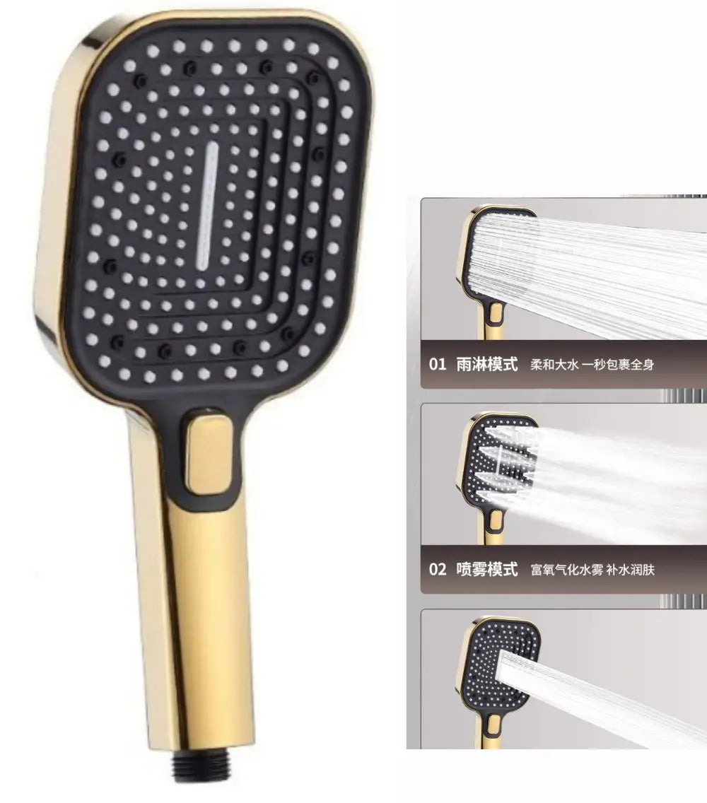 Gold Large Panel Handheld Shower Head | High-Pressure Water-Saving
