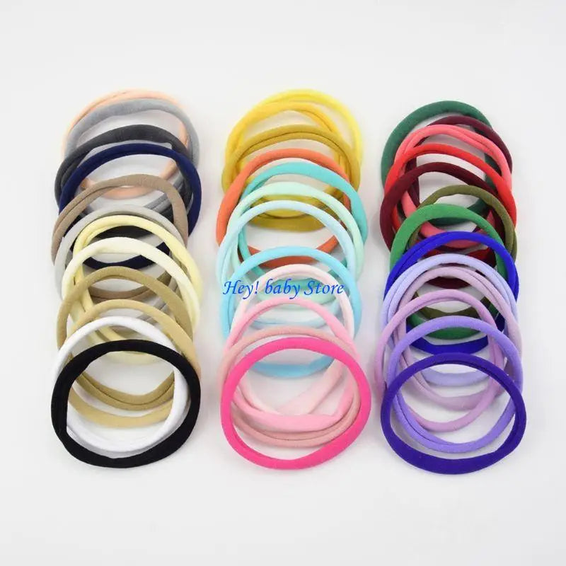20-Pack Baby Girl Nylon Hairbands – Newborn to Toddler Mix Colors