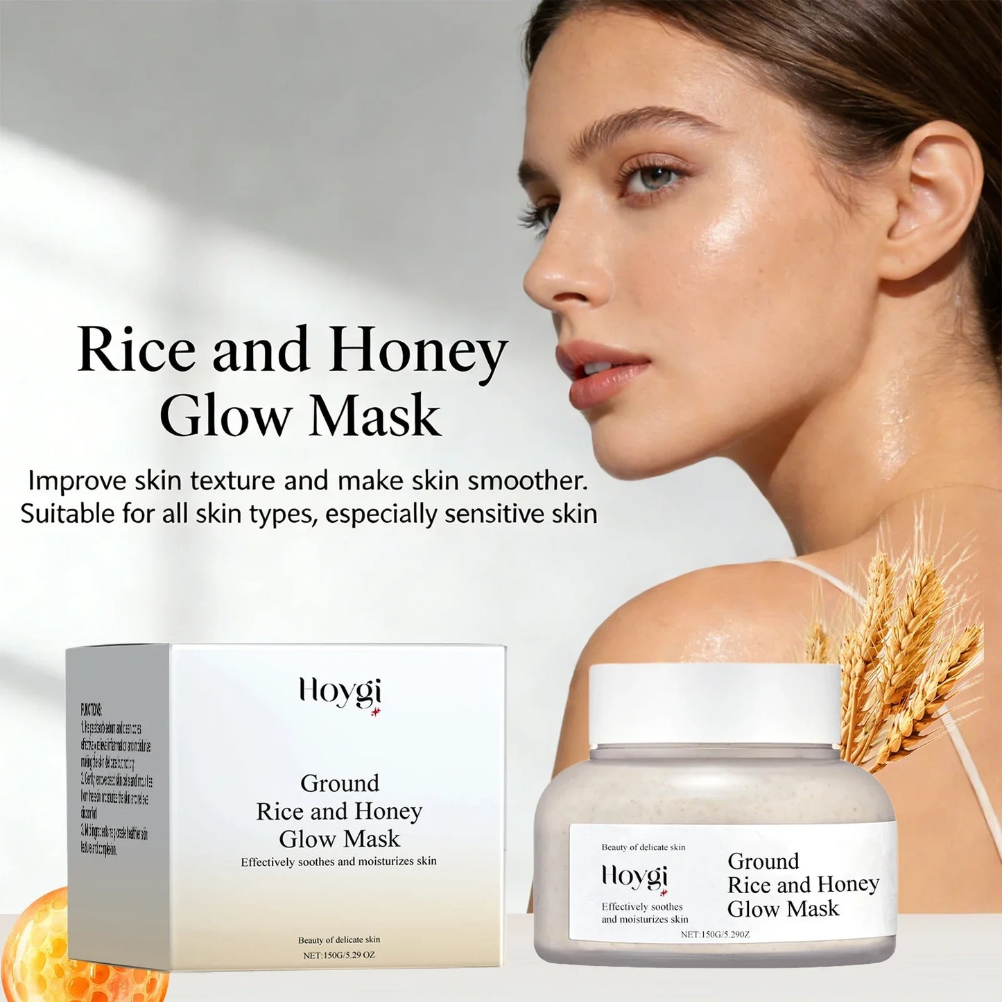 Hoygi Rice Honey Face Mask – Pore Minimizing, Oil Control 150g