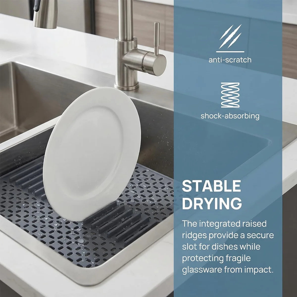 Silicone Sink Mat Protectors for Kitchen 16.9''x 12.5'', Rubber Non-Slip Folding Sink-Protector of Porcelain Sinks Peaceful Pleasures Health and Wellness