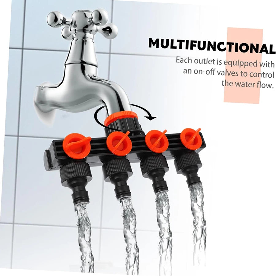 4-Way Garden Hose Splitter & Faucet Water Distributor Hose Splitter Peaceful Pleasures Health and Wellness