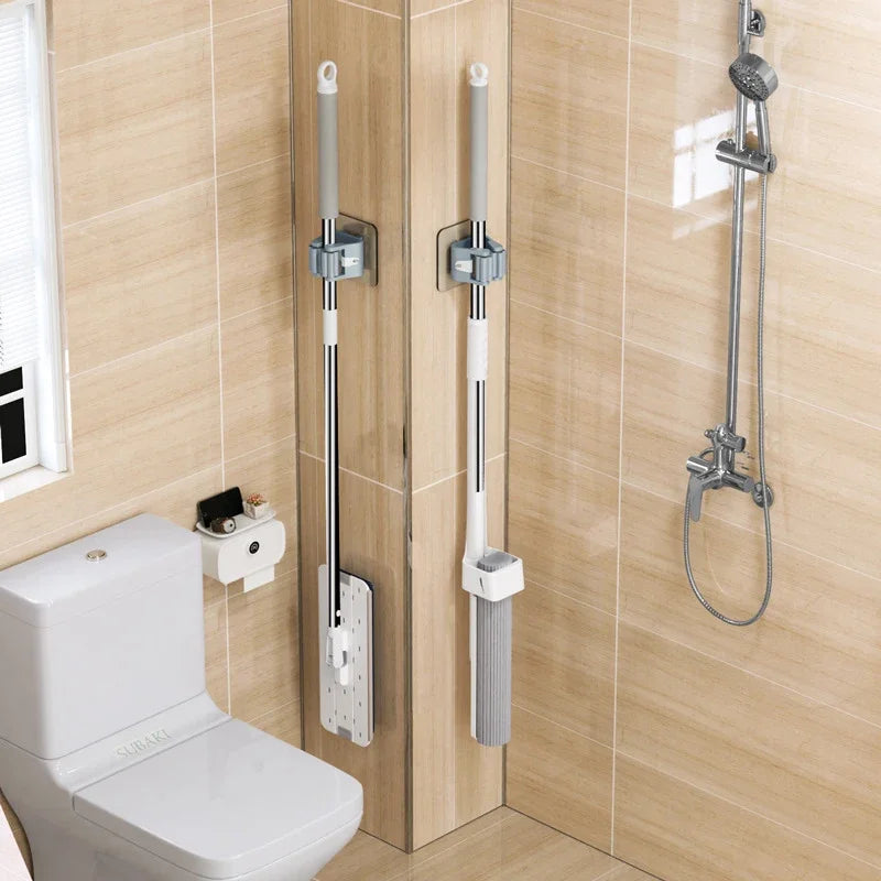 Wall-Mounted Mop & Broom Hanger Rack – No-Drill Suction
