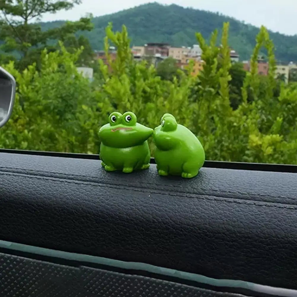2Pcs Cartoon Kiss Face Rabbit Kitten Doll Ornaments Funny Resin Ducks Frogs Figurines Ornaments Car Interior Dashboard Ornaments Peaceful Pleasures Health and Wellness E