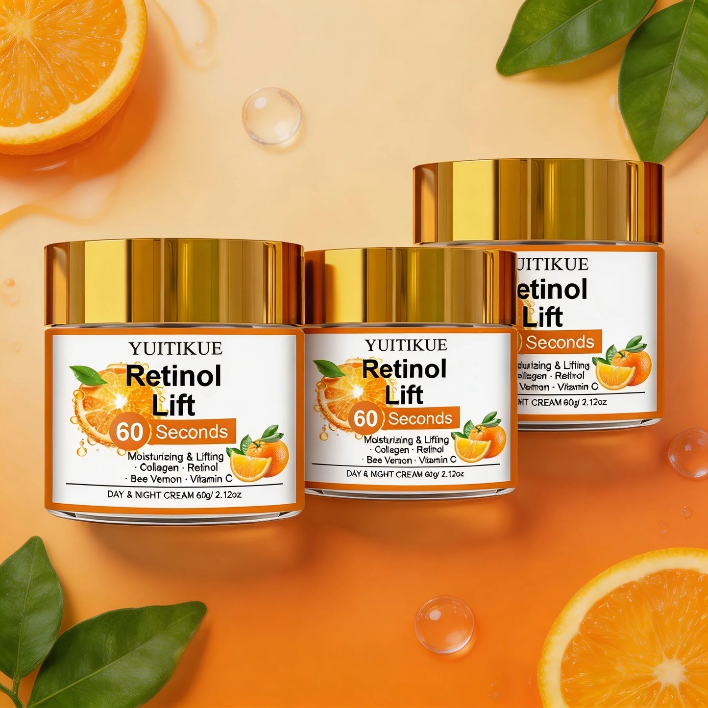 YUITIKUE 60 Seconds Retinol Lift Cream 60g with Collagen & Vitamin C, Moisturizing & Lifting Day & Night Cream Peaceful Pleasures Health and Wellness 3pc
