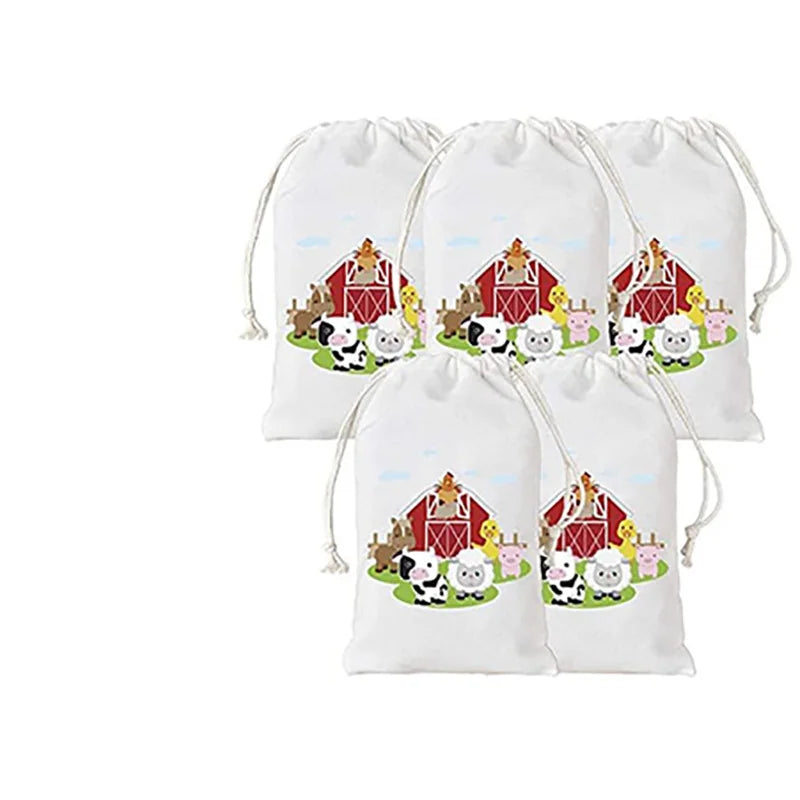 Farm Barnyard Animal Party Gift Bags – Set of 5 | Birthday & Shower