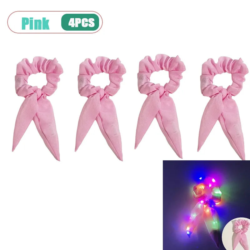 LED Light-Up Bow Scrunchie | Glowing Hair Tie for Parties