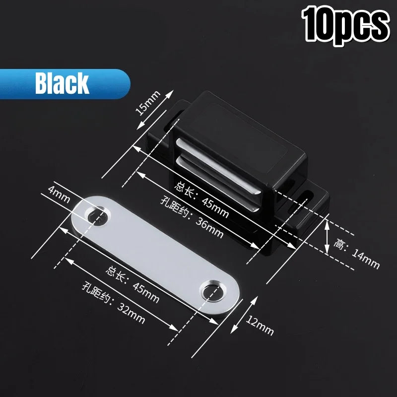 10 Pcs Plastic Cabinet Magnet Latch,Wardrobe Closet Closures,Strong Magnetic Door Catches for Cabinet Cupboards Drawers Shutters Peaceful Pleasures Health and Wellness Black-10pcs