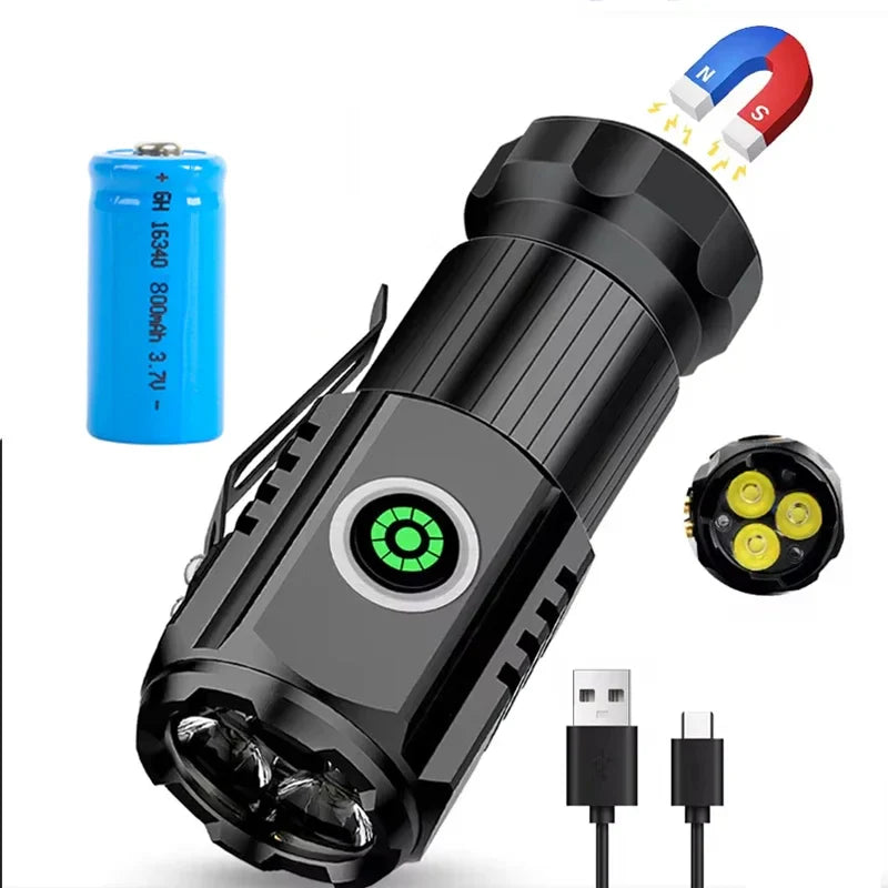 KDULIT XHP50 Mini LED Flashlight 1000LM USB Rechargeable Magnetic