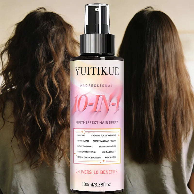 YUITIKUE 10-IN-1 Multi-Effect Hair Spray | Professional 10 Benefits Formula | For Frizz Control, Heat Protection & Shiny Hair Peaceful Pleasures Health and Wellness