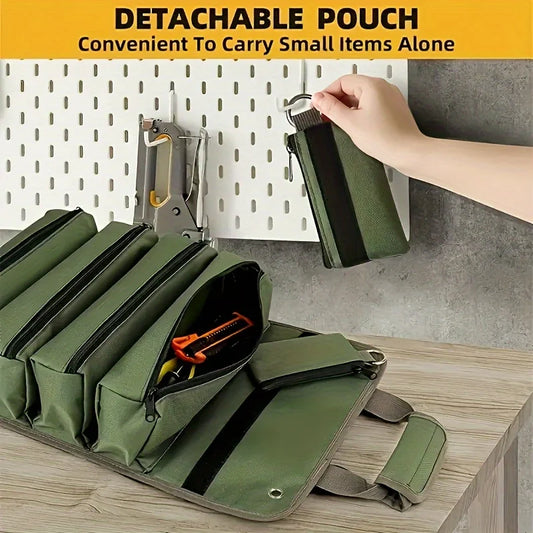 1 Pack of Roll-Type Tool Bag Oxford Cloth Tool Bag Car Tool Storage Bag Multi-Functional Electrician Bag Green Tool Storage Bag Multi-Layer Storage Large Capacity Essential Tool Bag Peaceful Pleasures Health and Wellness