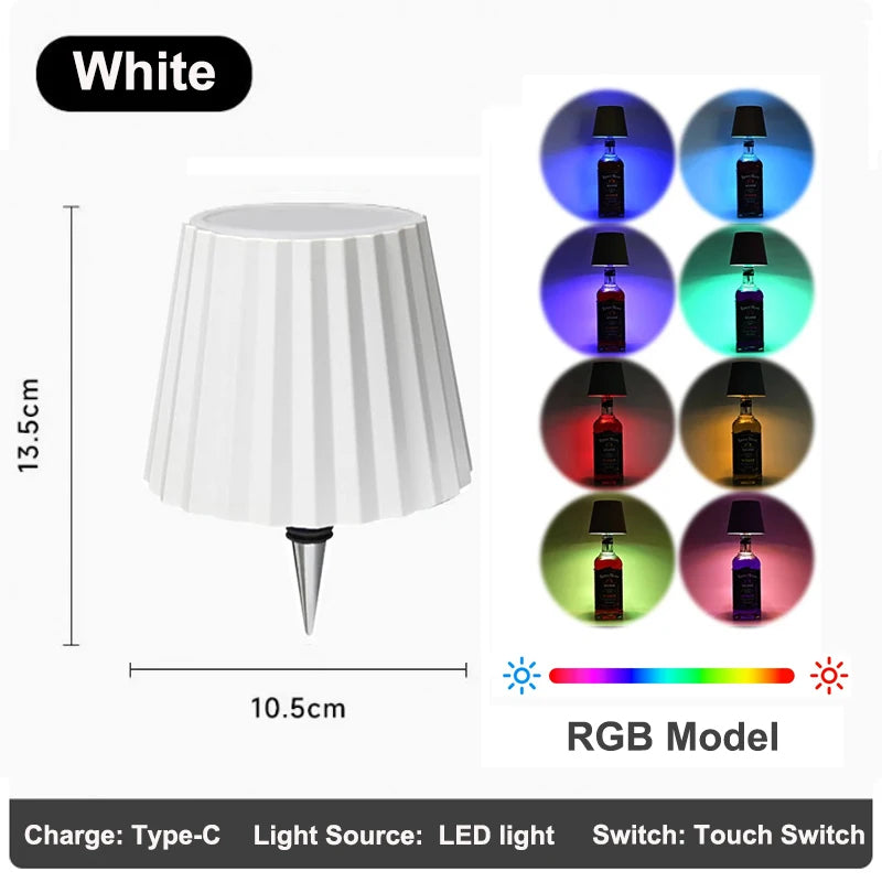 RGB Wireless Table Lamp For Wine Bottles LED Bottle Light For Outdoor Use Touch Control Ideal For Restaurant Bars Festival Party Peaceful Pleasures Health and Wellness Style C-RGB 0-5W