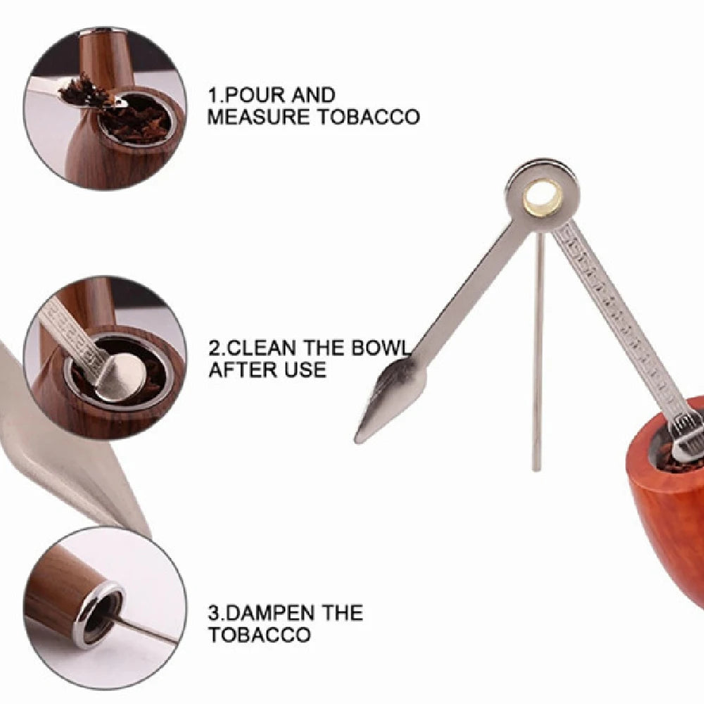 3-in-1 Stainless Steel Tobacco Pipe Reamer Tamper & Cleaner Pipe Cleaning Tool Peaceful Pleasures Health and Wellness