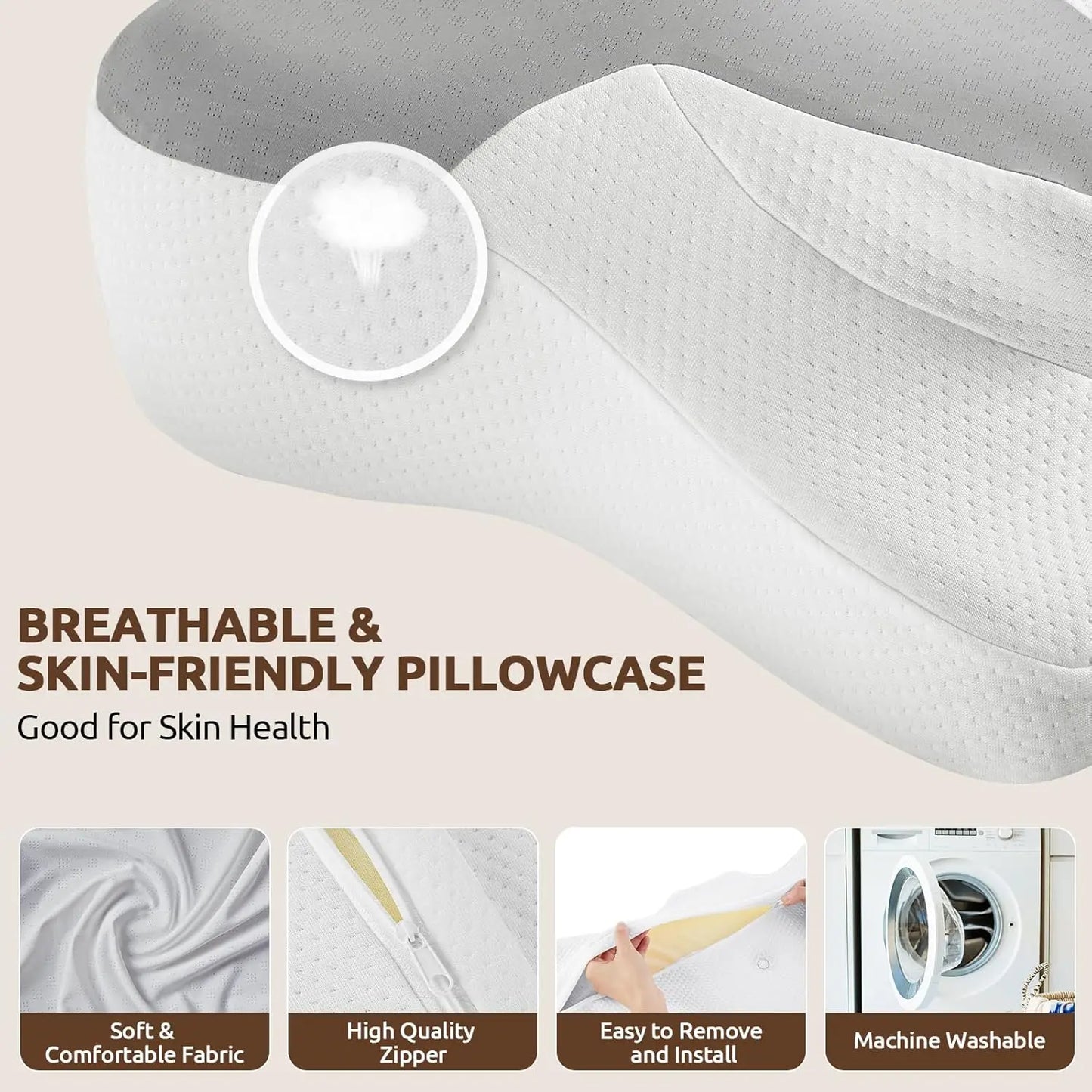 Ergonomic Memory Foam Neck Pillow – Cooling Pillowcase Neck Pillow Peaceful Pleasures Health and Wellness