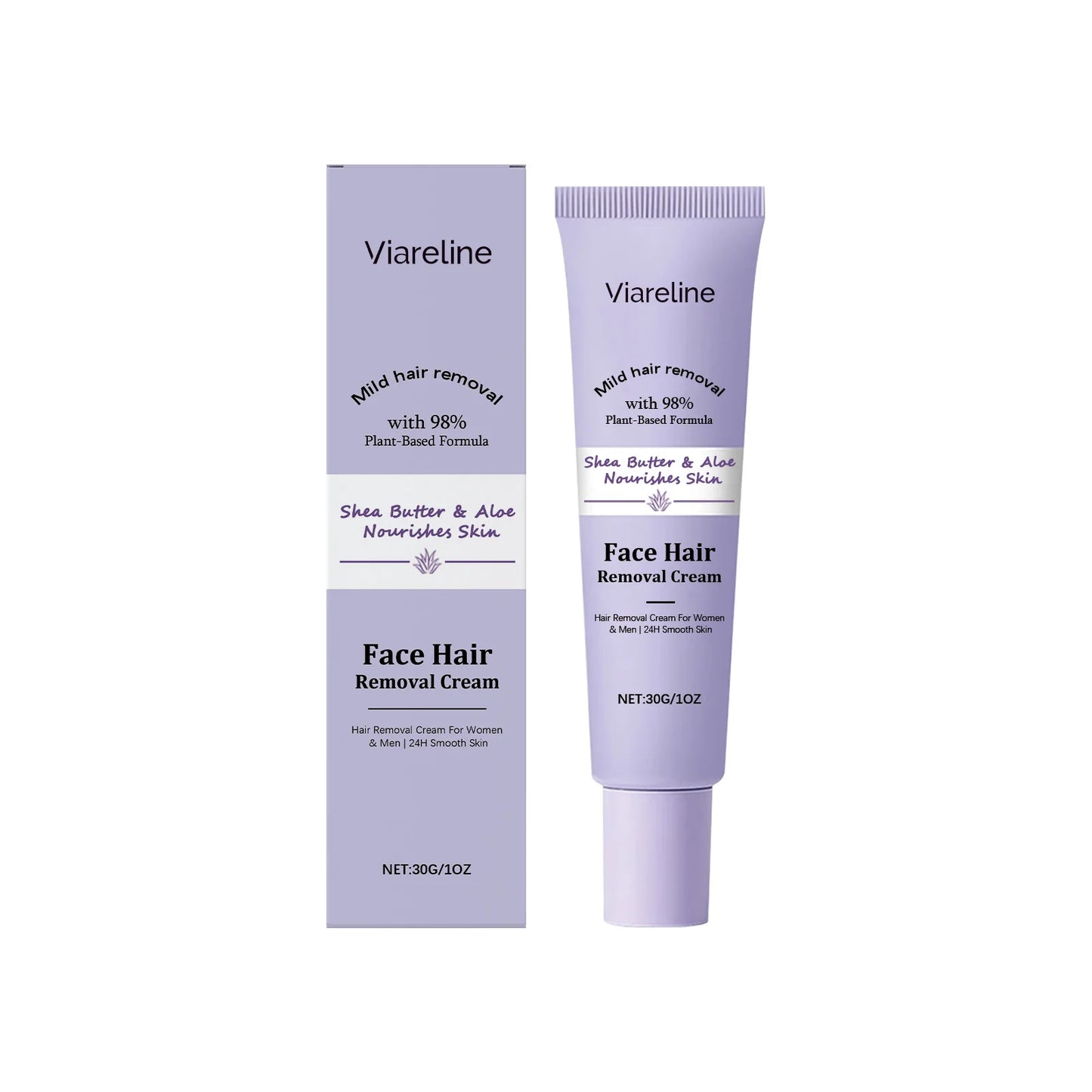 Viareline Facial Hair Removal Cream – Gentle & Painless (30g)