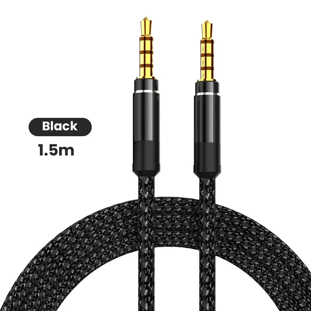3.5mm Nylon Braided AUX Cable 4-Pole 1.5M | Car & Headphone