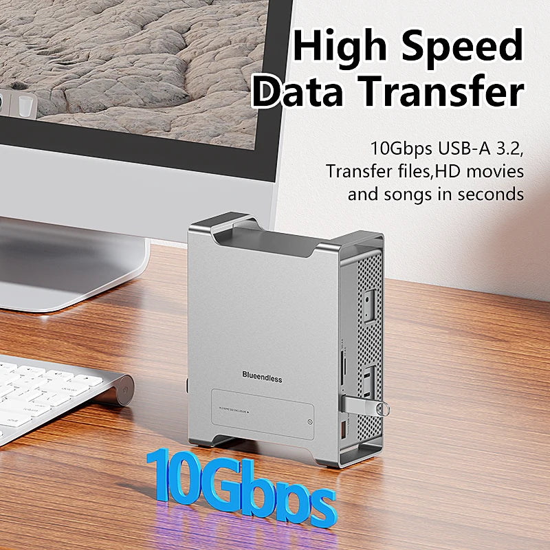 USB C Hub With M.2 NVME SSD Slot Enclosure For Mac Mini M4/M4 Pro Type-C Docking Station SSD Case HDMI USB3.2 Gen2 SD4.0 TF4.0 Peaceful Pleasures Health and Wellness