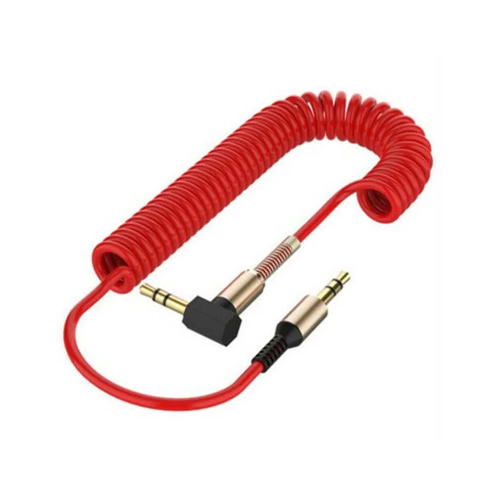 Headphone Cord Speaker Spring Cable Gold-plated Plug Elbow Male To Male Stereo Audio Wire Audio Cable Aux Cable Car Aux Cord Peaceful Pleasures Health and Wellness red
