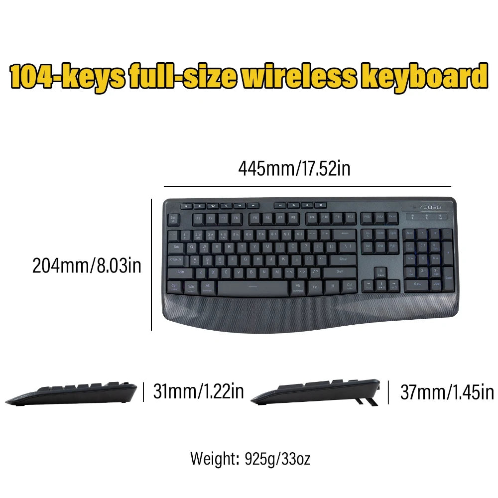 E-YOOSO RGB Colorful Gaming Keyboard 104 Keys Bluetooth 2.4G USB Wired Mechanical Keyboard with Wrist Rest Low Voltage Indicator Peaceful Pleasures Health and Wellness