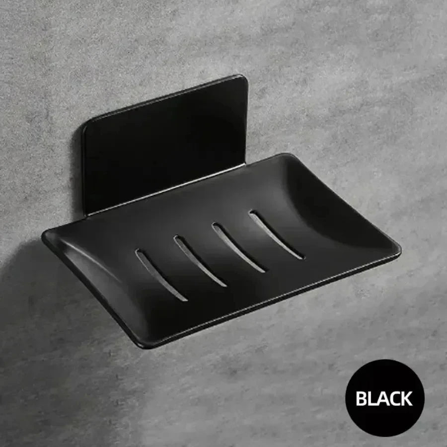 Wall-Mounted Black Stainless Steel Soap Dish Holder
