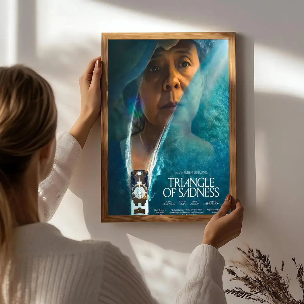 Movie T-Triangle of Sadness Poster HD Self Adhesive Waterproof Wall Art Ideal for Home Office Dorm Bedroom Great Gift Peaceful Pleasures Health and Wellness White3 15X20cmNoframe