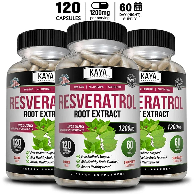 Resveratrol Capsules - Antioxidant Supplement to Support Circulatory Health and Overall Wellness - Non-GMO Peaceful Pleasures Health and Wellness 120 count--3 bottle