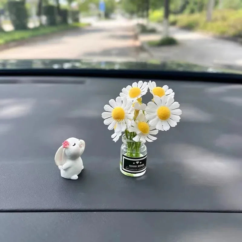 1pcs Cute Mini Daisy Vase Car Interior Decoration Auto Dashboard Ornaments Gadgets for Women Gifts Car Products Home Accessories Peaceful Pleasures Health and Wellness