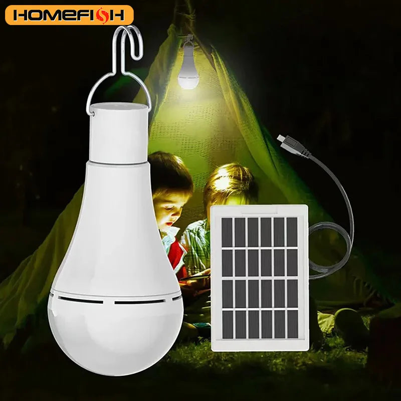 HOMEFISH LED Solar Bulb Light Waterproof Outdoor Charged Hanging Emergency Sunlight Powered Lamp Portable Powerful Indoor House Peaceful Pleasures Health and Wellness