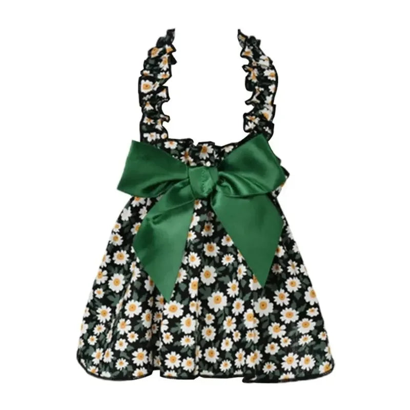 Cyan Flower Sleeveless Pet Dress | Summer Princess Style