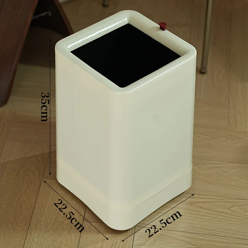 Minimalist Large Capacity Trash Bin - No Cover, Hidden Wheel Design, Multi-Functional, Home Essential, Space-Saving Peaceful Pleasures Health and Wellness Square White