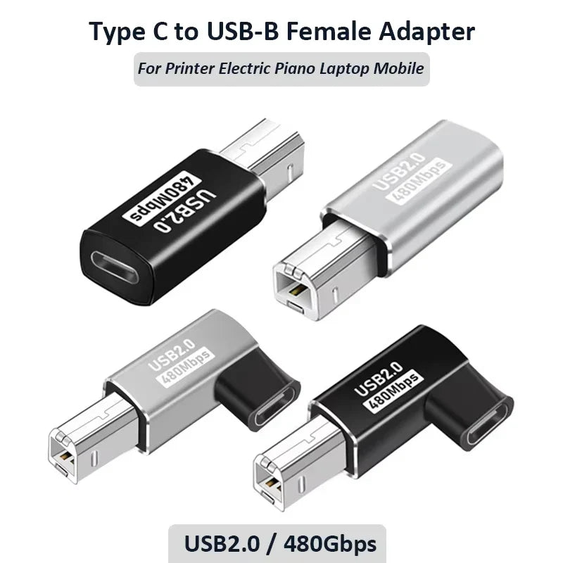 USB B Male to USB-C Female Adapter – Printer & MIDI