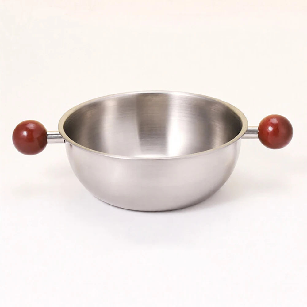 Stainless Steel Wooden Handle Frying Pan Used Melting Butter Salad