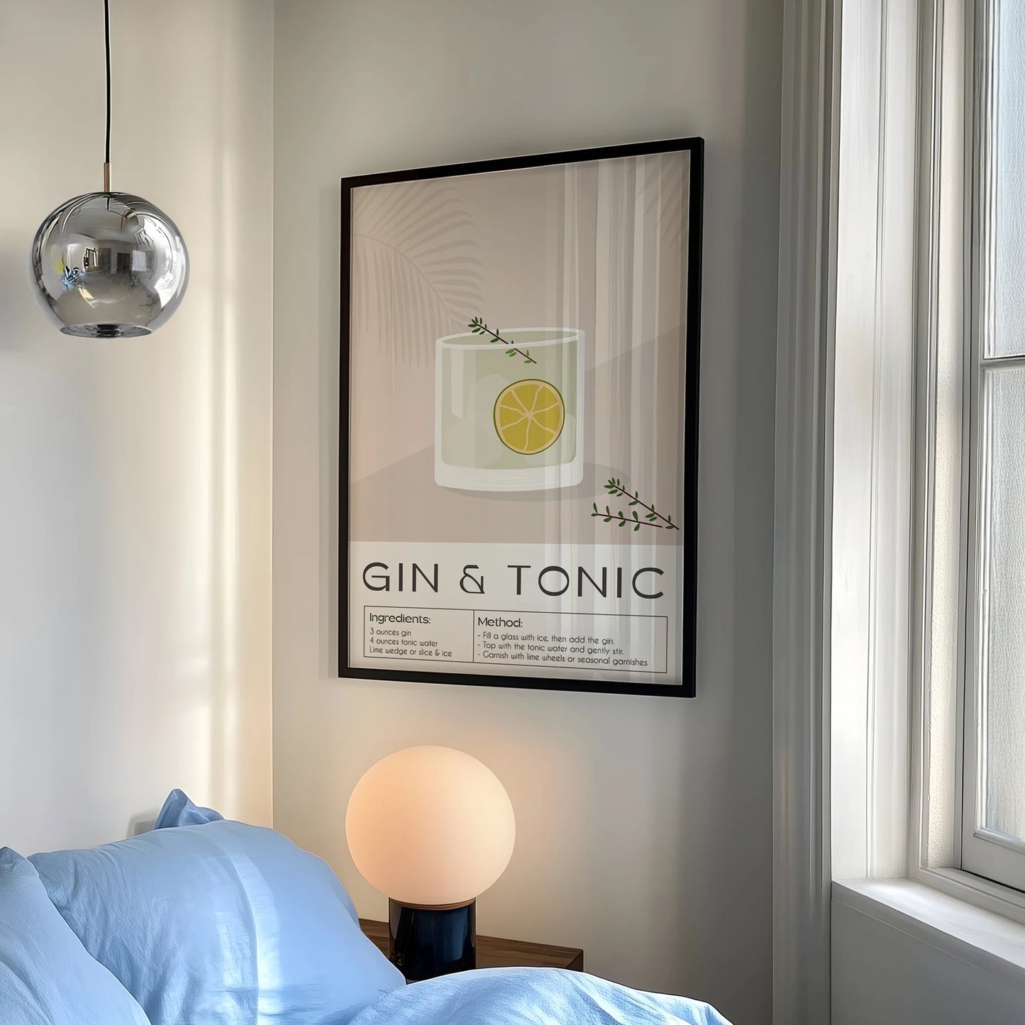 Gin & Tonic Cocktail Canvas Wall Art Print | Bar Decor