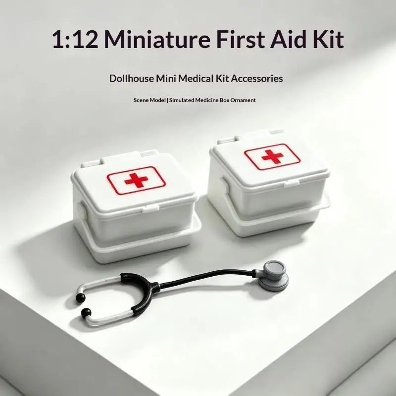 1:12 Miniature Doctor Set – First Aid Box & Stethoscope Dollhouse