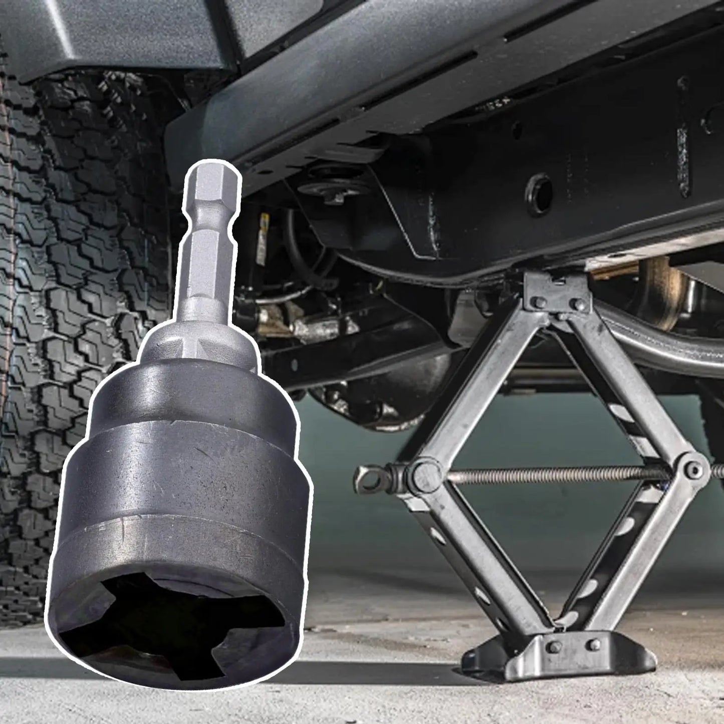 Universal Scissor Car Jack Adapter | Heavy-Duty Drill Socket