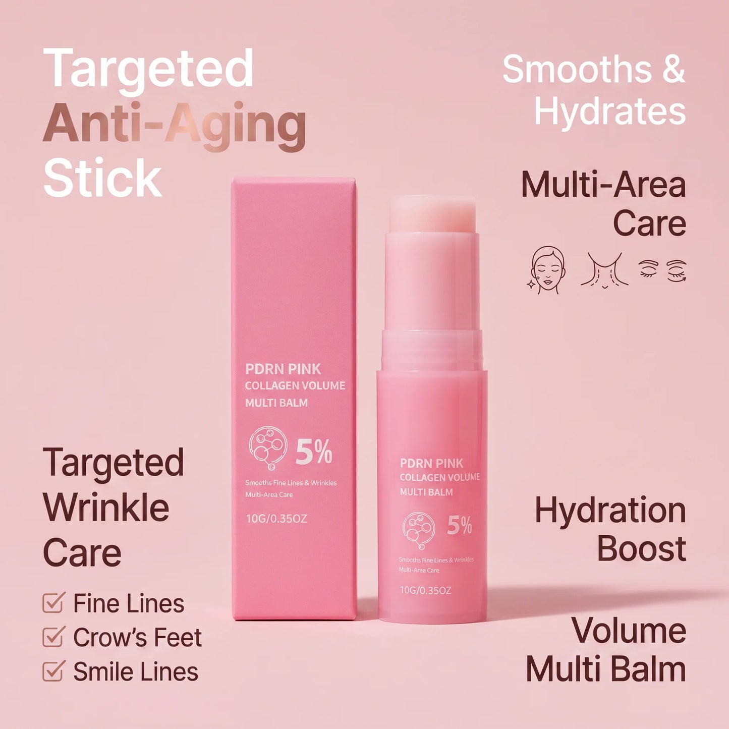 All-in-One 5% PDRN Collagen Multi Balm 10g Volume Boosting & Hydrating Stick for Eyes, Neck & Face,Plumping Balm for Fine Lines Peaceful Pleasures Health and Wellness