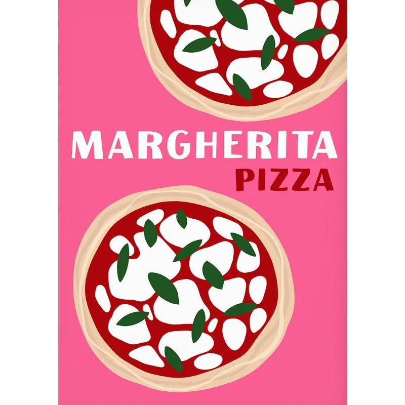 Retro Food Canvas Wall Art | Pizza Tacos Ramen Pasta Poster