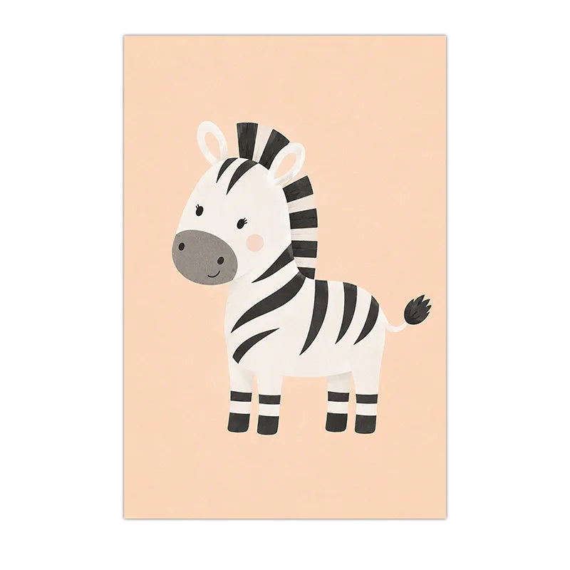 Nursery Animal Wall Art Cute Cartoon Safari Canvas Poster Prints For Baby Kids Bedroom Decor Peaceful Pleasures Health and Wellness 01 20x25cm No Frame China Mainland