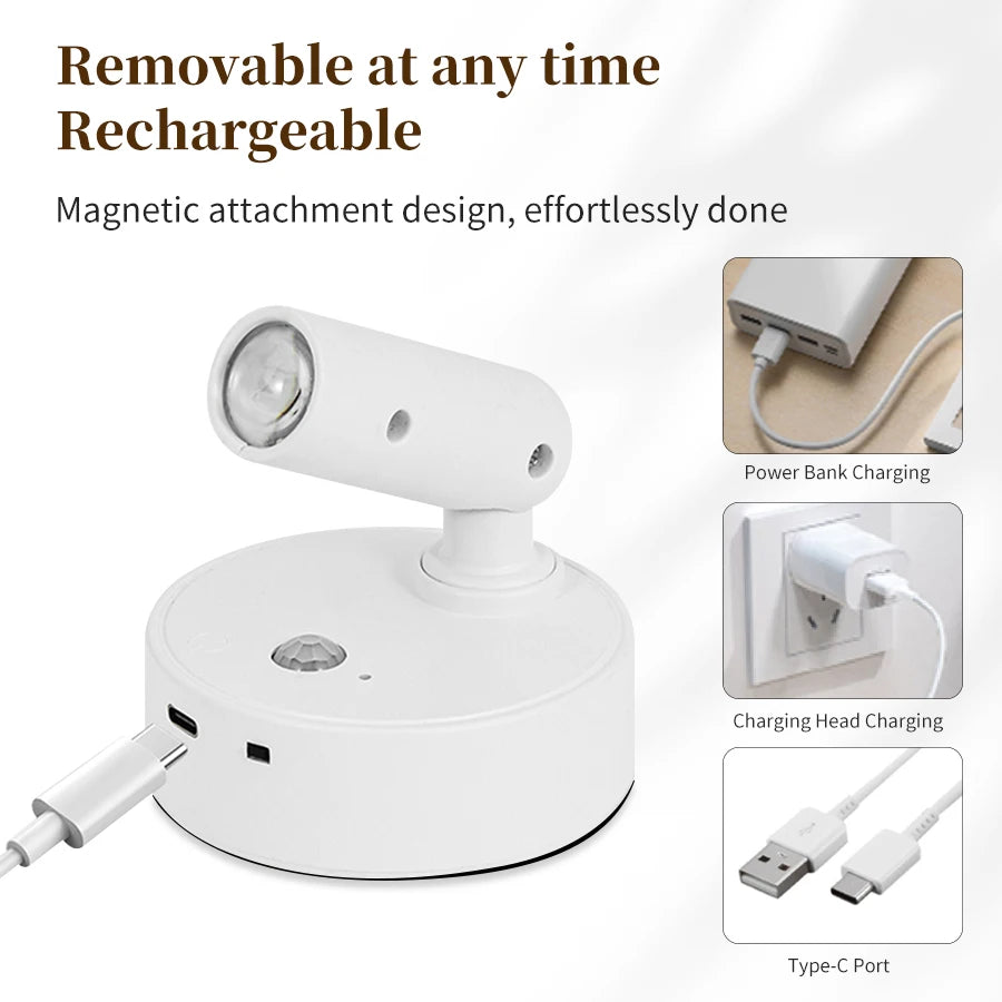 Magnetic Rotatable Spotlight Touch Dimmable 3Colors & RGB with Remote Control 500mAh USB Charging Motion Sensor LED Night Light Peaceful Pleasures Health and Wellness