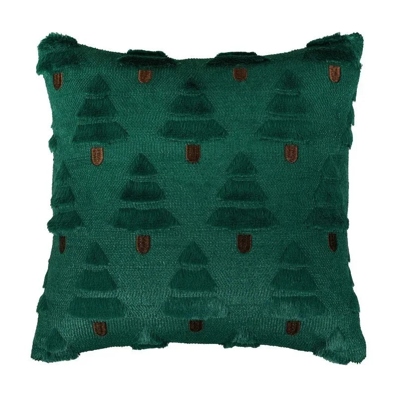 3D Embroidered Christmas Pillow Cover 18" | Snowflake & Snowman