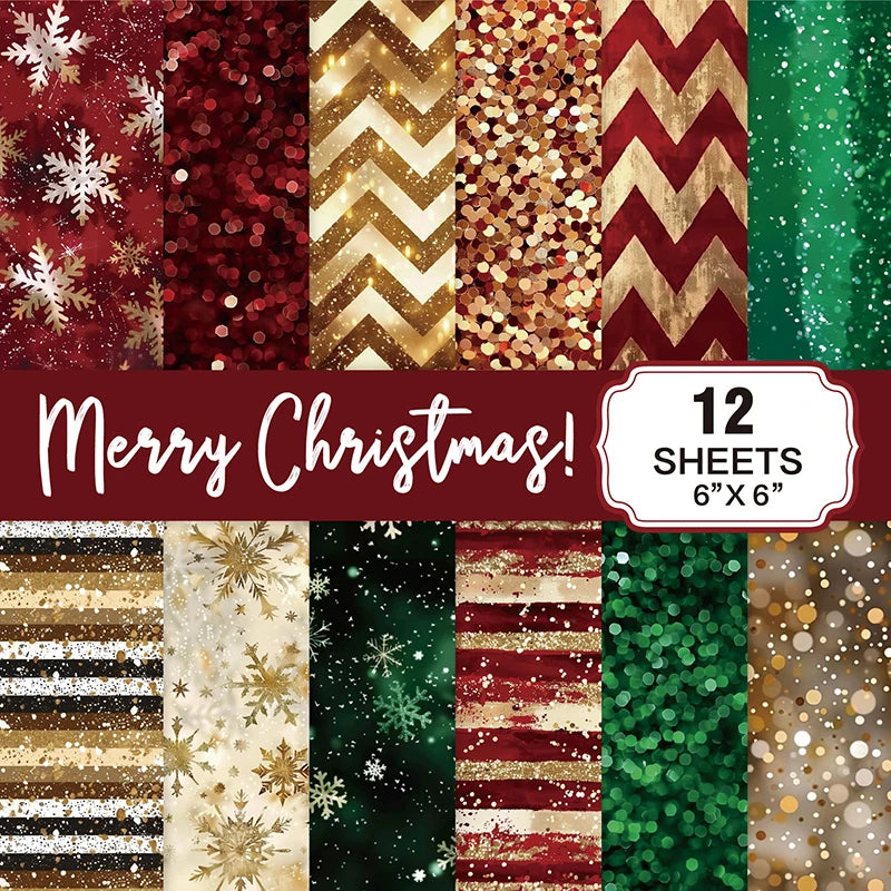 Christmas Scrapbook Paper Pad 6x6 | 12 Sheets 160gsm Acid-Free Scrapbook Paper Pad Peaceful Pleasures Health and Wellness A1