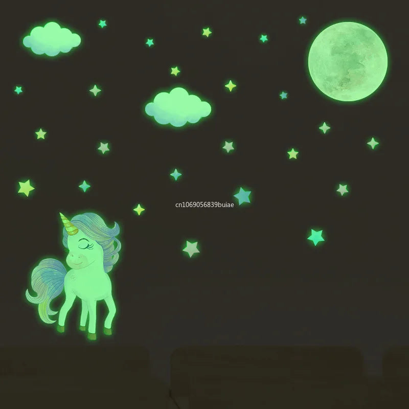 Unicorn Stars Luminous Wall Sticker Baby Kids Room Decoration Decals Bedroom Background Decor Glow in The Dark Wall Paper Decor Peaceful Pleasures Health and Wellness