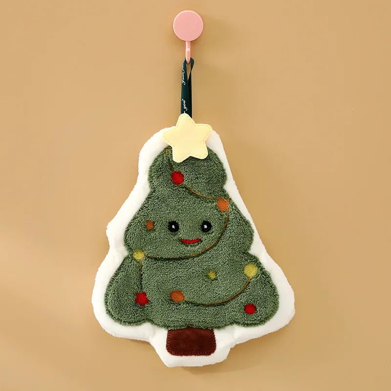 Christmas Style Hanging Kitchen and Bathroom Hand Towel Home Absorbent Quick Drying Small Towel Creative Cloth Peaceful Pleasures Health and Wellness