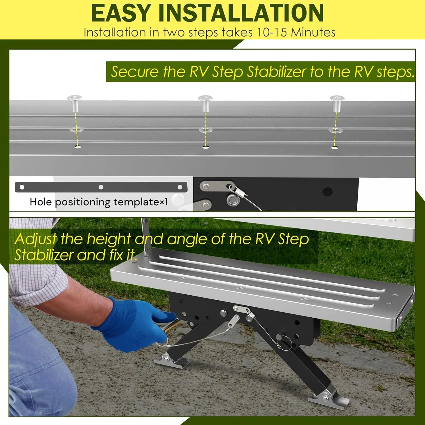 RV Step Stabilizer Folding Premium Durable Trailer Camper Metal