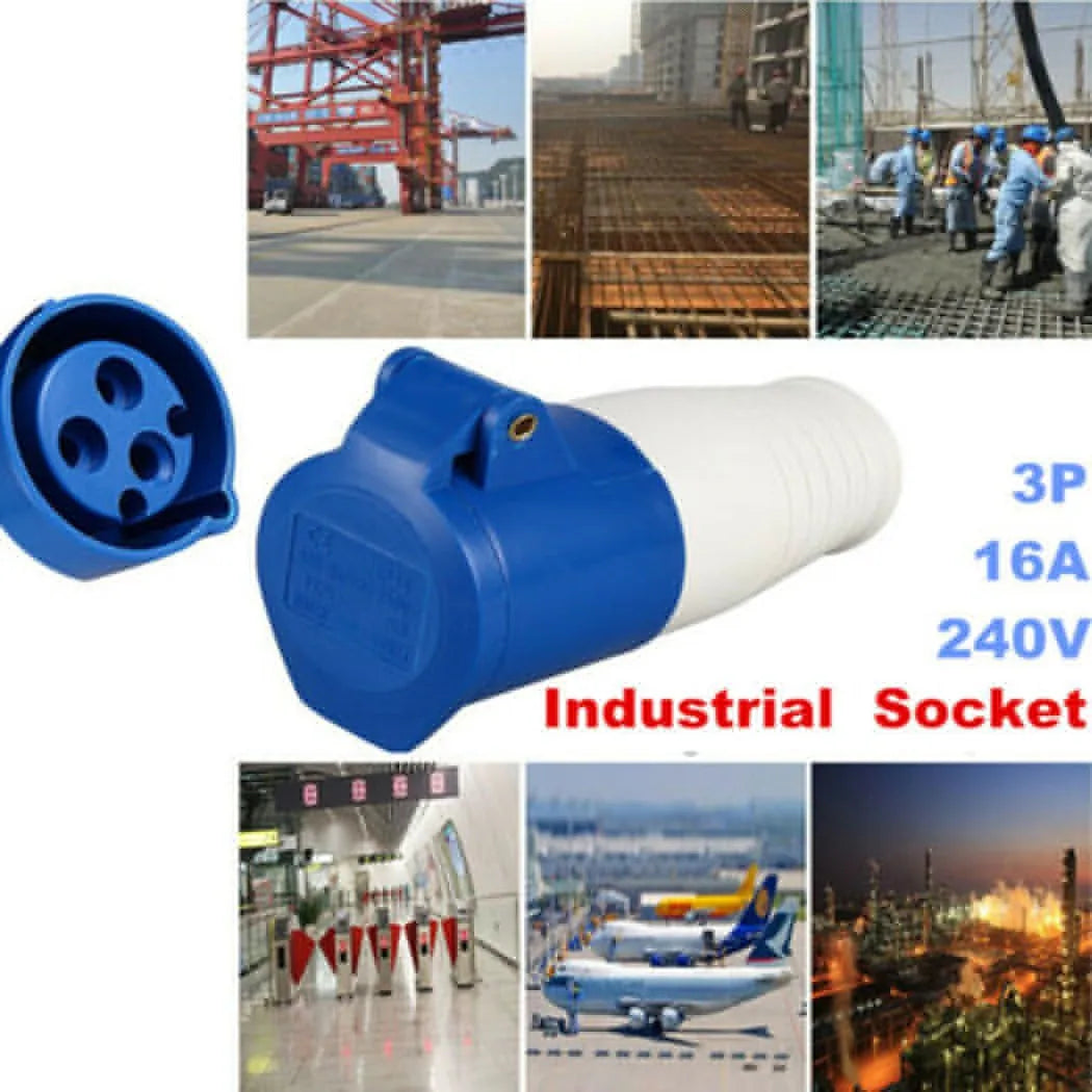 240V 16A 3 Pin Industrial Waterproof Plugs Socket Male Female IP44 2P
