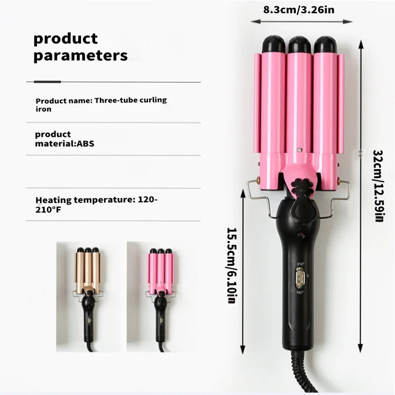 Professional Curling Ceramic Hair Curler Wave Waver Styling Tools Styler Wand Three Barrel Hair Curler Irons Automatic Peaceful Pleasures Health and Wellness