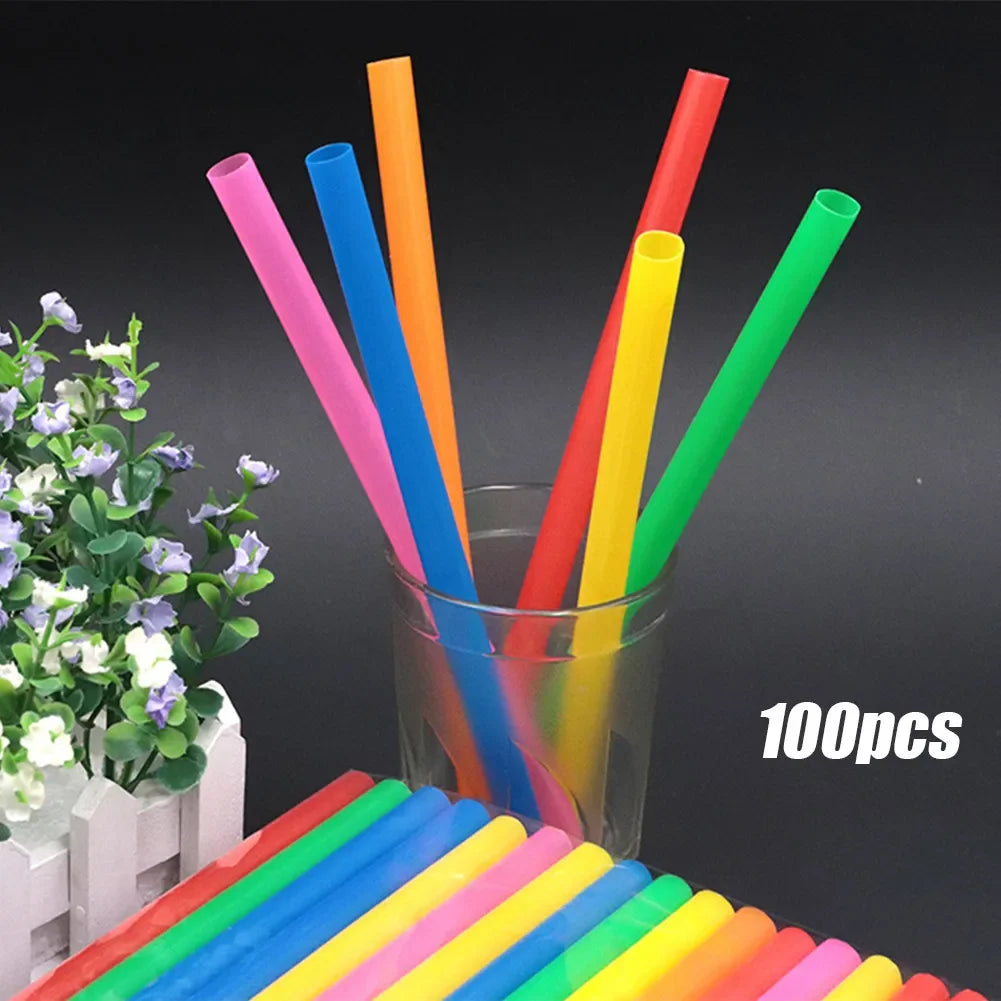 100-Pack 11mm Boba Milkshake Straws – Extra Wide PP Straws