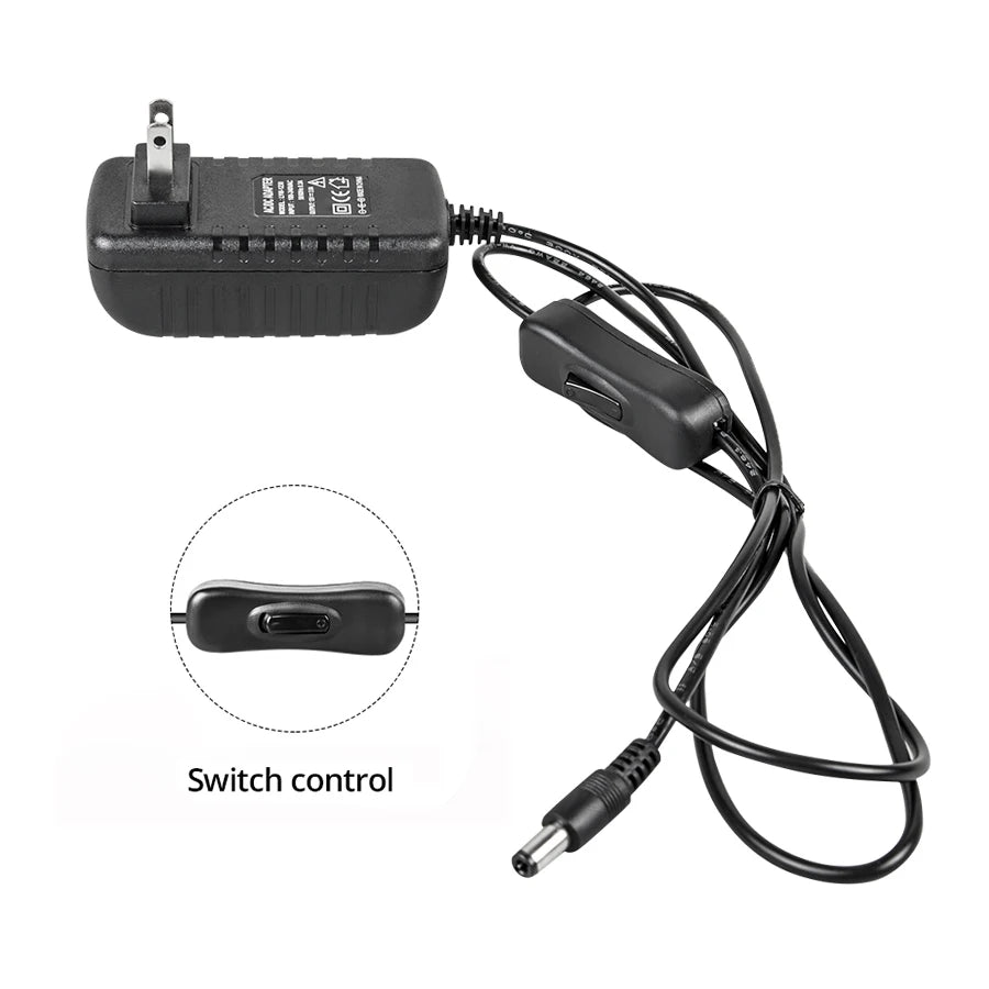 12V Power Supply Adapter with Switch EU/US Plug Charger Converter AC 100-240V To DC 12V LED Lighting Transformer Driver 1A 2A 3A Peaceful Pleasures Health and Wellness