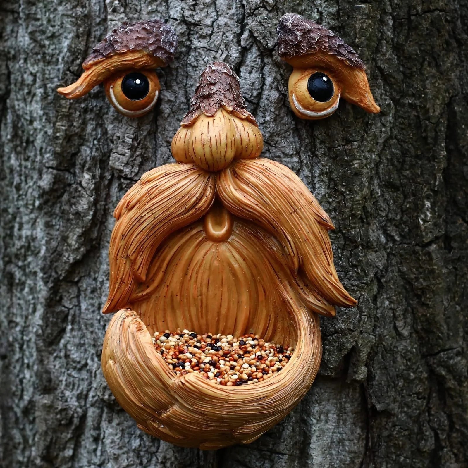 Tree Face, Tree Faces Outdoor, Tree Art, Tree Decorations Outdoor, Tree Faces, Tree Stump Decor, Face for Tree Trunk Peaceful Pleasures Health and Wellness Bird feeder
